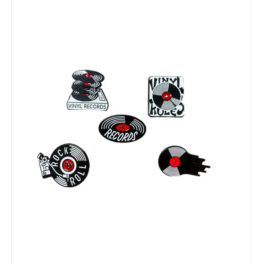 Vintage Style Vinyl Record Enamel Pin Set Music Lover Retro Pins Set of 5